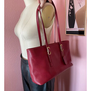 90s Vintage Coach Classic Shopper 9813 Red Legacy Leather Small Shopper Tote Bag
